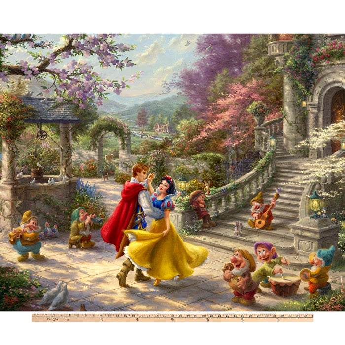 Snow White Prince Disney by Thomas Kinkade Licensed by David Textiles Digital Print Cotton Fabric Panel