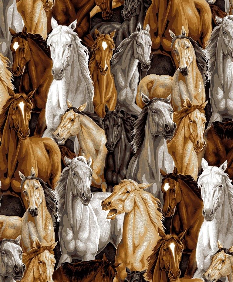 Horse Stampede Cotton Fabric