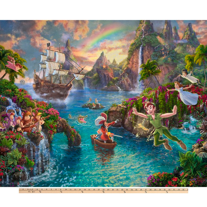 Peter Pan in Neverland Disney by Thomas Kinkade Licensed by David Textiles Digital Print Cotton Fabric Panel