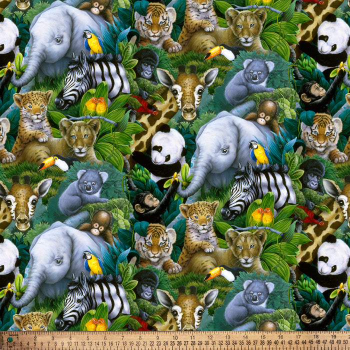 Jungle Safari Animals Cotton Fabric