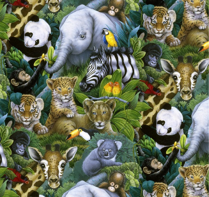 Jungle Safari Animals Cotton Fabric