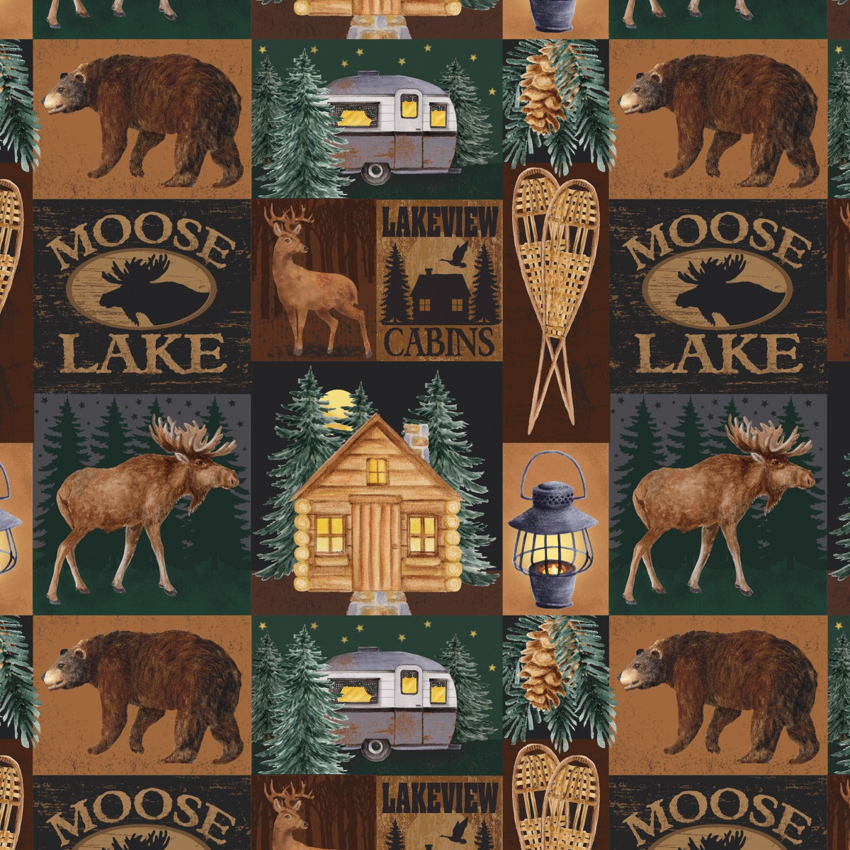 Cabin Patchwork Cotton Fabric