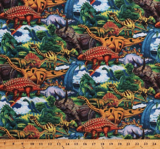 Dinosaurs Roam Cotton Fabric