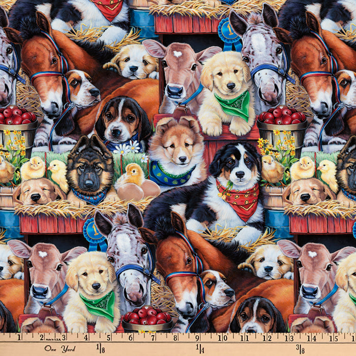 Puppies & Farm Buddies Cotton Fabric
