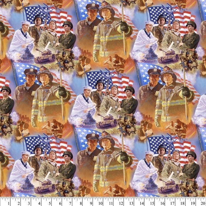 American Heroes Digital Cotton Print Fabric