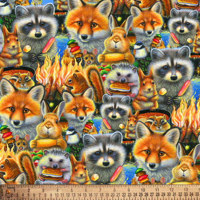 Animals Camp Cotton Fabric
