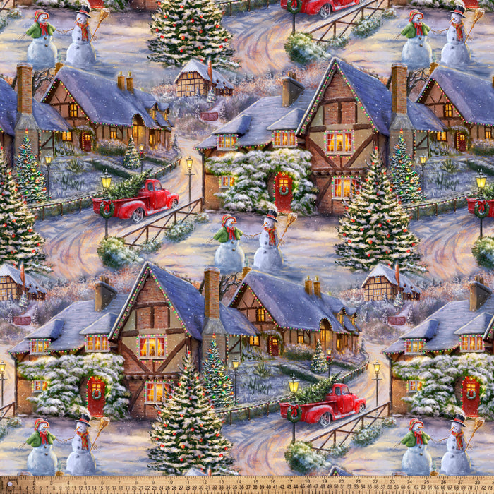 Christmas Town Digital Cotton Print Fabric