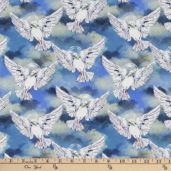 Holy Doves Christian Cotton Fabric
