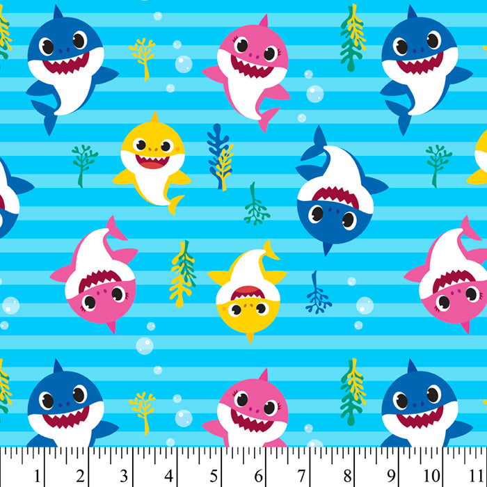 Playful Baby Sharks Digital Cotton Fabric