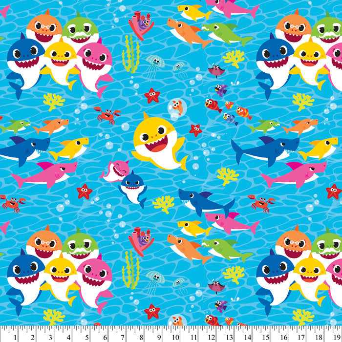 Baby Shark Family Cotton Fabric