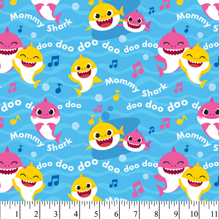 Mommy Baby Shark Cotton Fabric