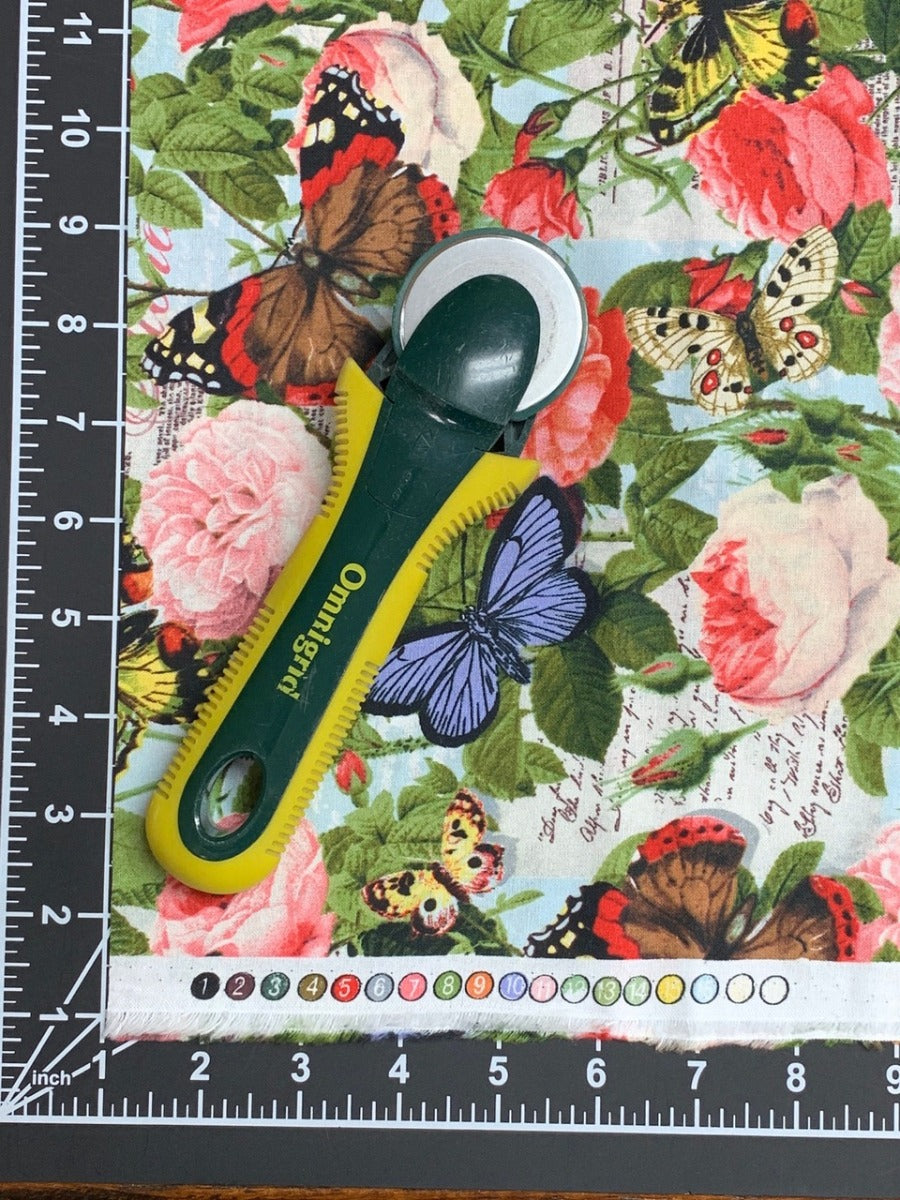 Butterflies Roses Cotton Fabric, 1 Yard Precut