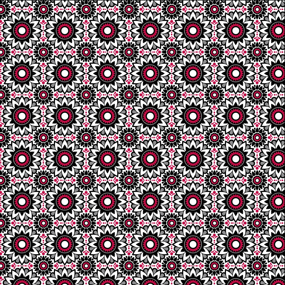 Black Red Kaleidoscope Cotton Fabric, 1-Yard PRECUTS