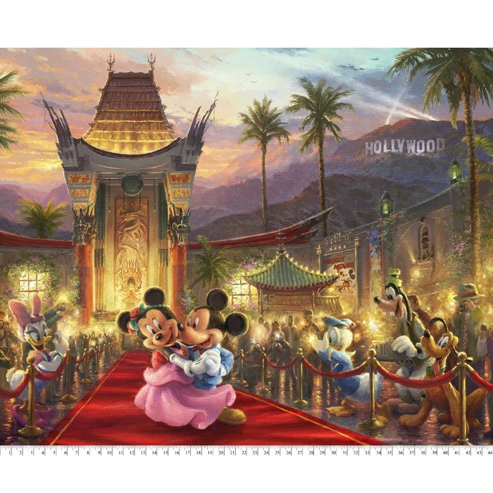 Mickey Minnie Hollywood Movie Premiere Disney by Thomas Kinkade licensed by David Textiles Digital Cotton Print Fabric Panel