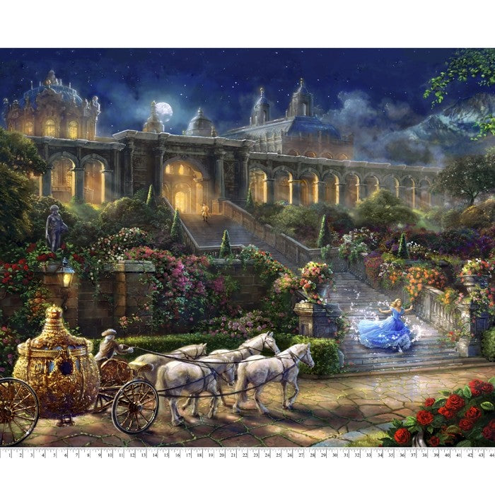 Cinderella at Midnight Disney By Thomas Kinkade Digital Cotton Print Fabric Panel