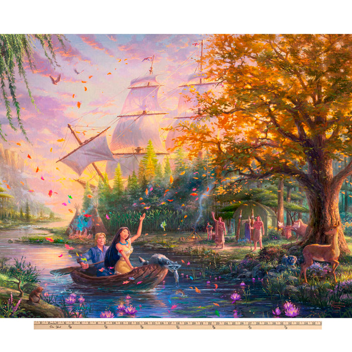 Pocahontas Disney by Thomas Kinkade licensed by David Textiles Digital Cotton Print Fabric Panel