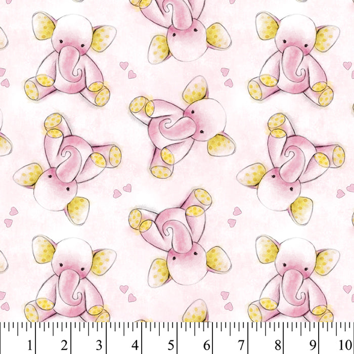 Sleepytime Elephant Pink Cotton Fabric Fat Quarter