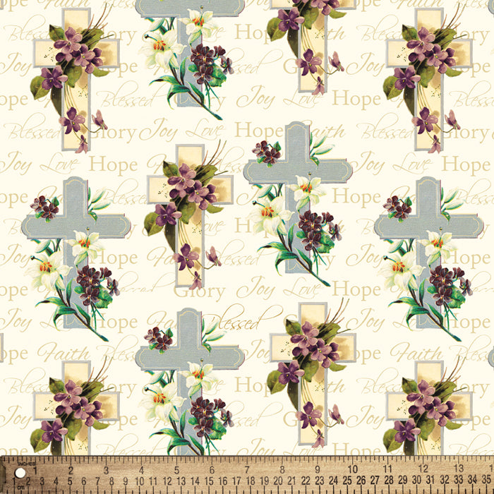 Religious Faith Cotton Fabric, 1 Yard Precut