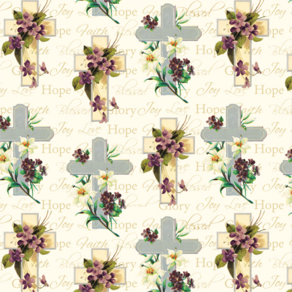 Religious Faith Cotton Fabric, 1 Yard Precut