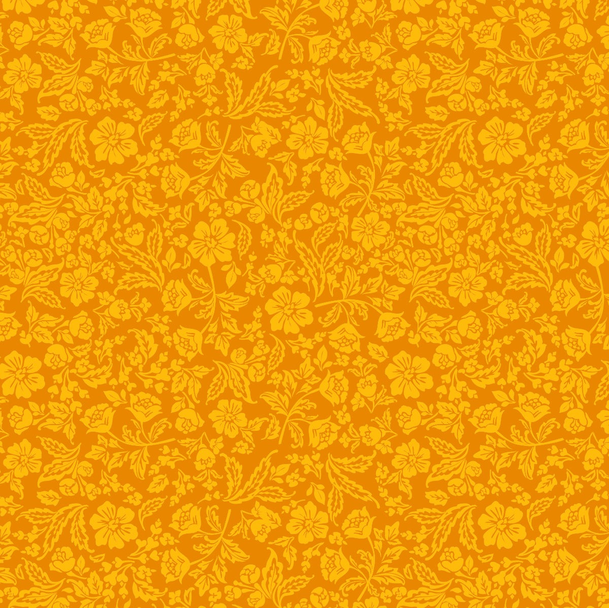 Marigold Floral Cotton Fabric, 1-Yard PRECUTS