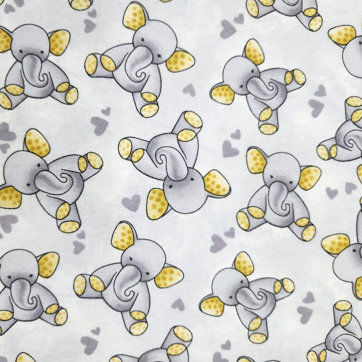 Dreamtime Elephants Light Gray Flannel Fabric