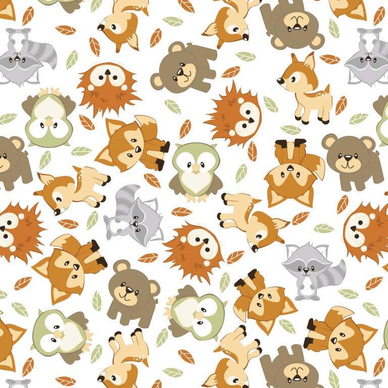 Woodland Animals Flannel Fabric
