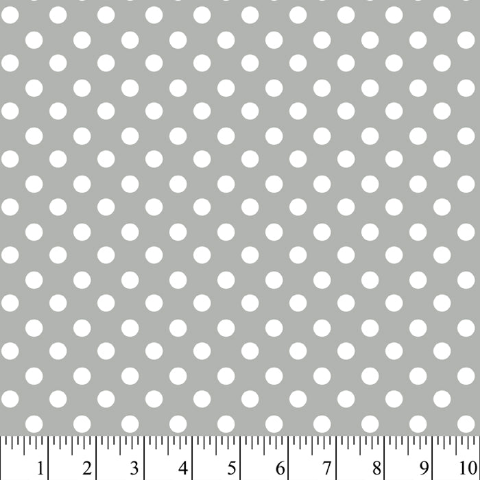 Polka Dots White on Gray Flannel Fabric By The Yard