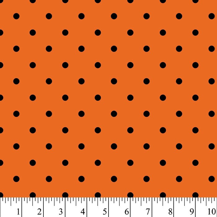 Halloween Polka Dots Orange Cotton Fabric