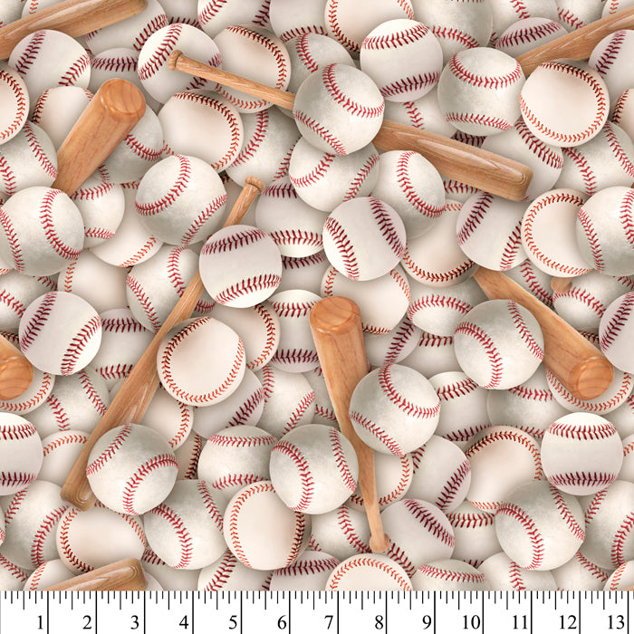 Baseballs Bats Cotton Fabric Fat Quarter