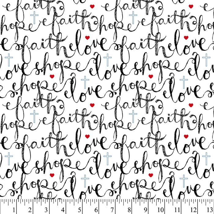Faith Hope Love Cotton Fabric Fat Quarter