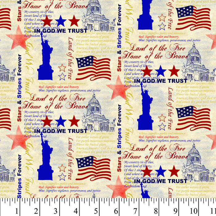 America, In God We Trust, with Metallic Cotton Fabric