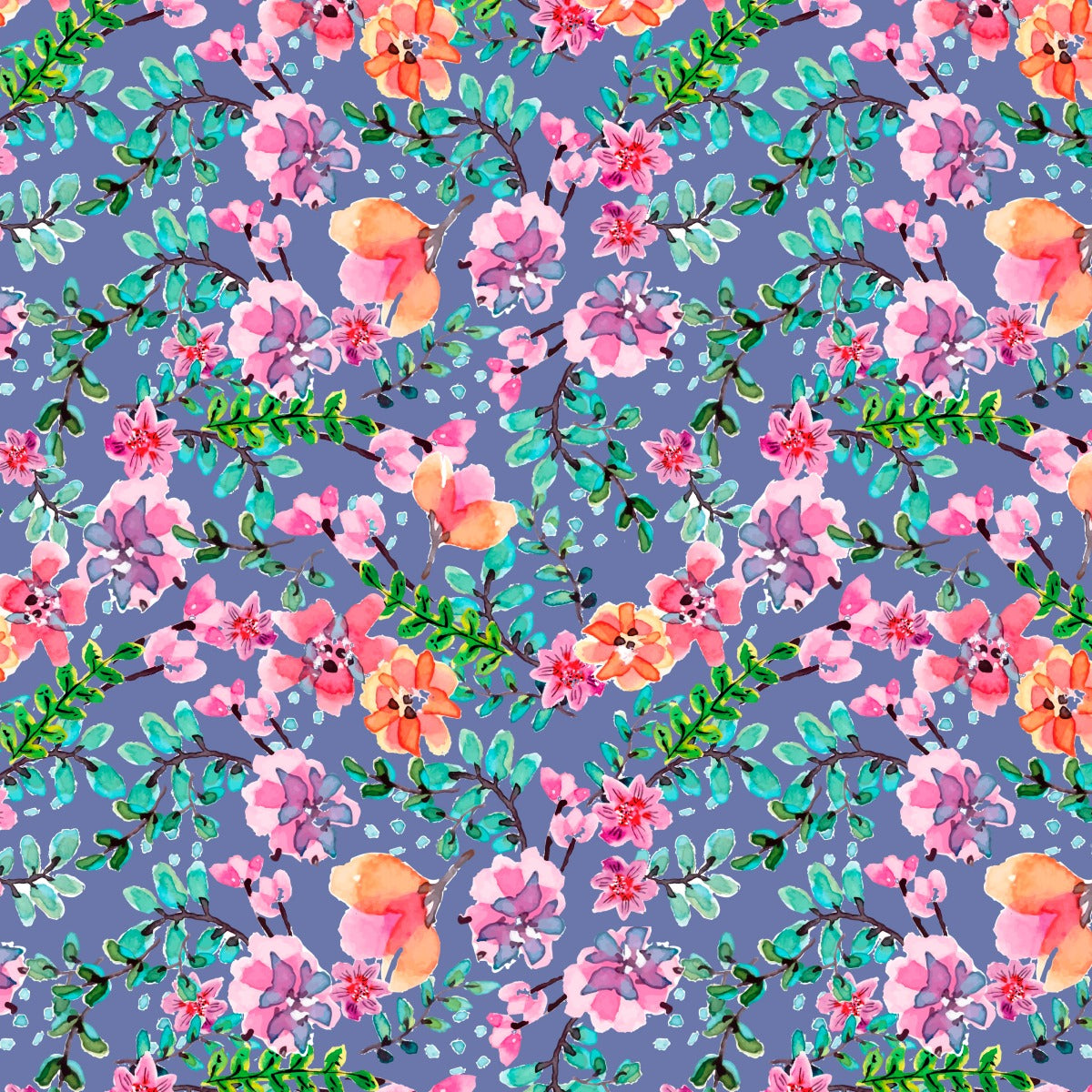 Beautiful Flowers Lavender Cotton Fabric