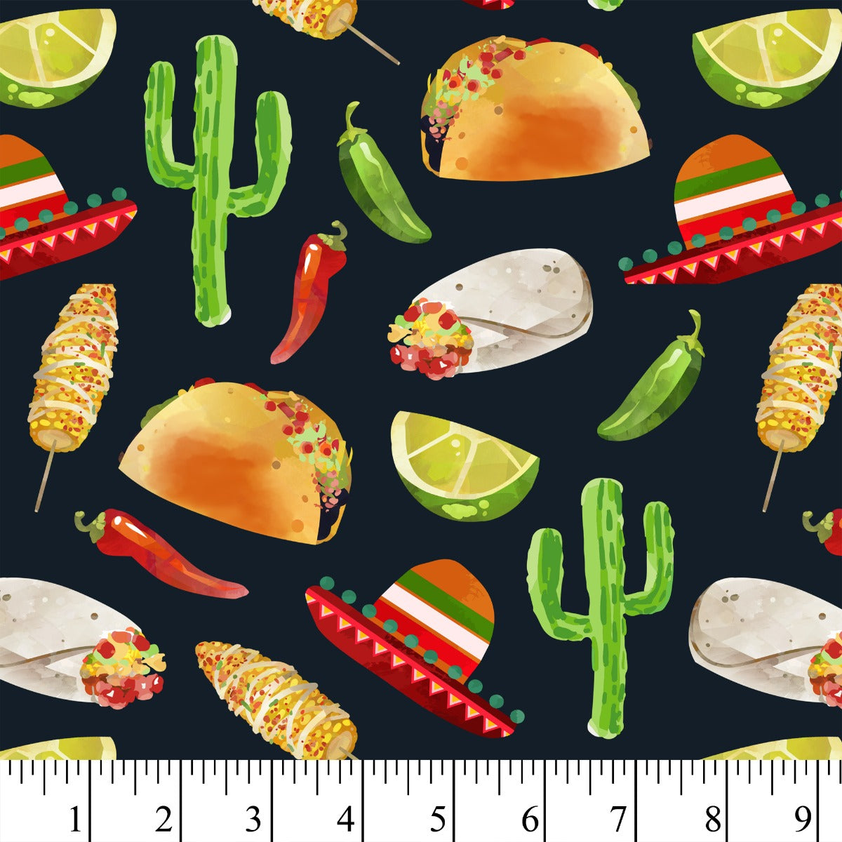 Tacos In The Desert Cotton Fabric, 1 Yard Precut