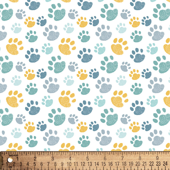 Doggy Paw Prints Digital Cotton Print Fabric