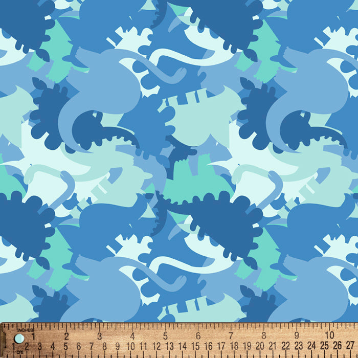 Dinosaurs Blue Flannel Fabric