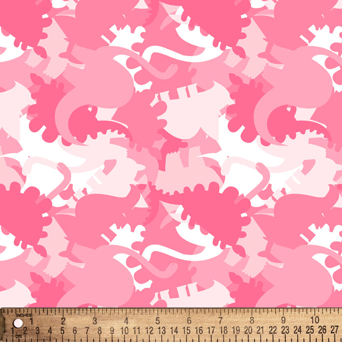 Dinosaurs Pink Flannel Fabric