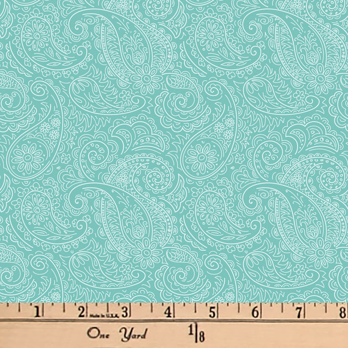 Paisley Turquoise Cotton Fabric