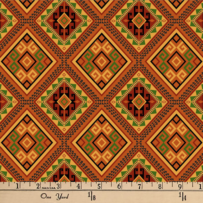 Tribal Diamonds Sunset Cotton Fabric