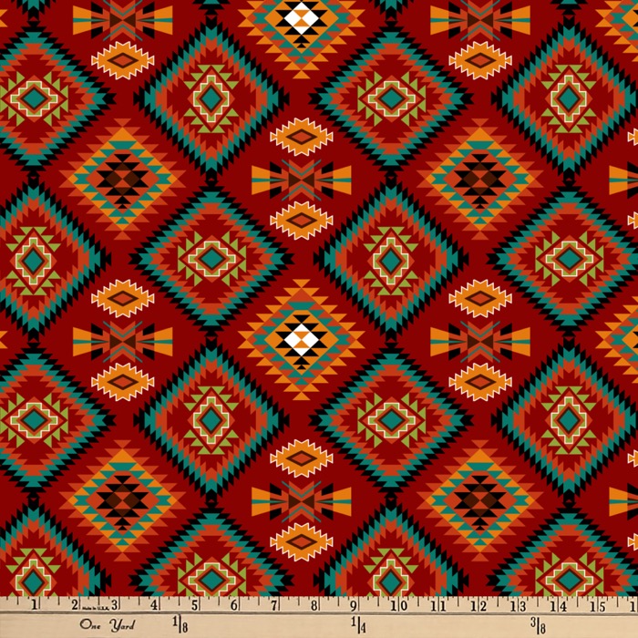Raindance Argyle Red Digital Cotton Print Fabric