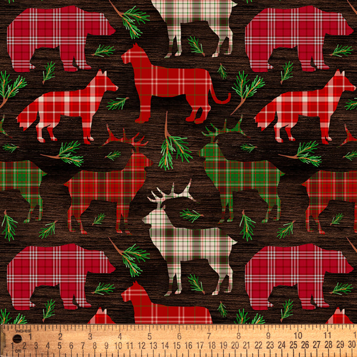 Plaid Woodland Animals Cotton Fabric