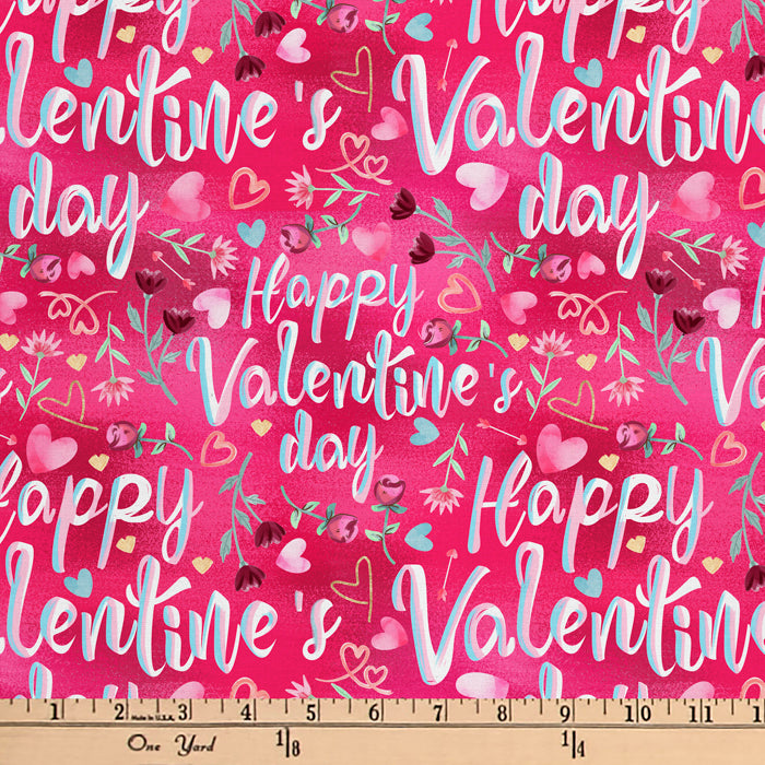 Happy Valentine's Day Digital Cotton Print Fabric