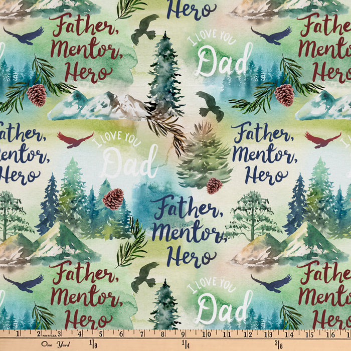 Fathers Day Love Digital Cotton Print Fabric