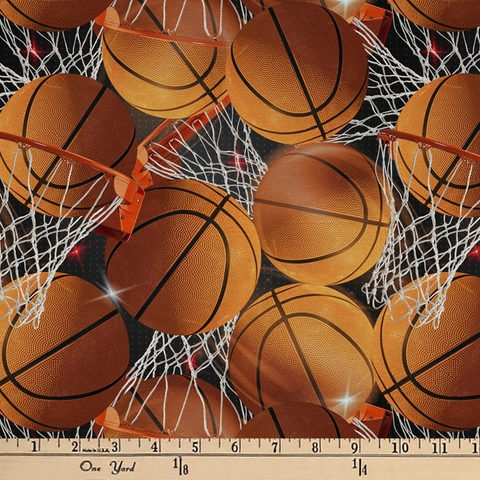 Basketball Hoops Digital Cotton Print Fabric
