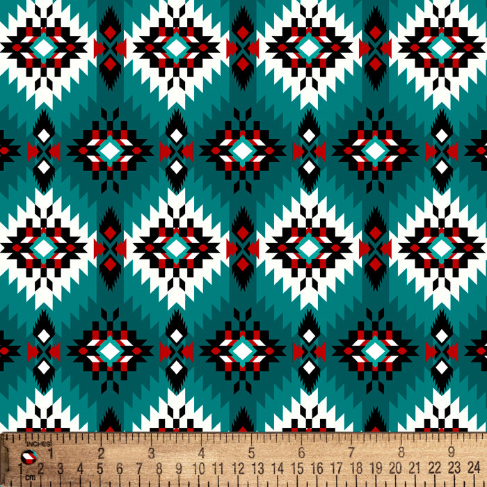 Southwest Spirit Diamond Teal Cotton Fabric
