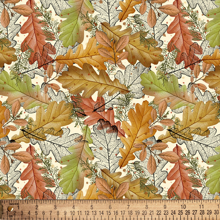 Fall Leaves Digital Cotton Print Fabric