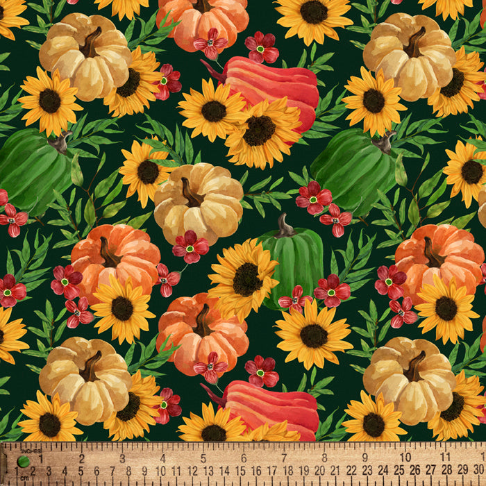 Pumpkins, Gourds and Sunflowers Cotton Fabric