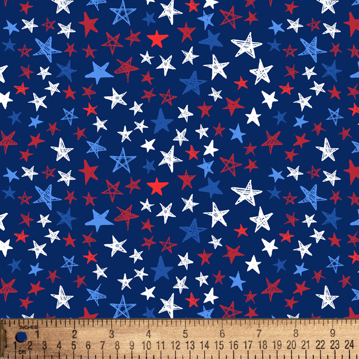 Stars Patriotic Digital Cotton Print Fabric