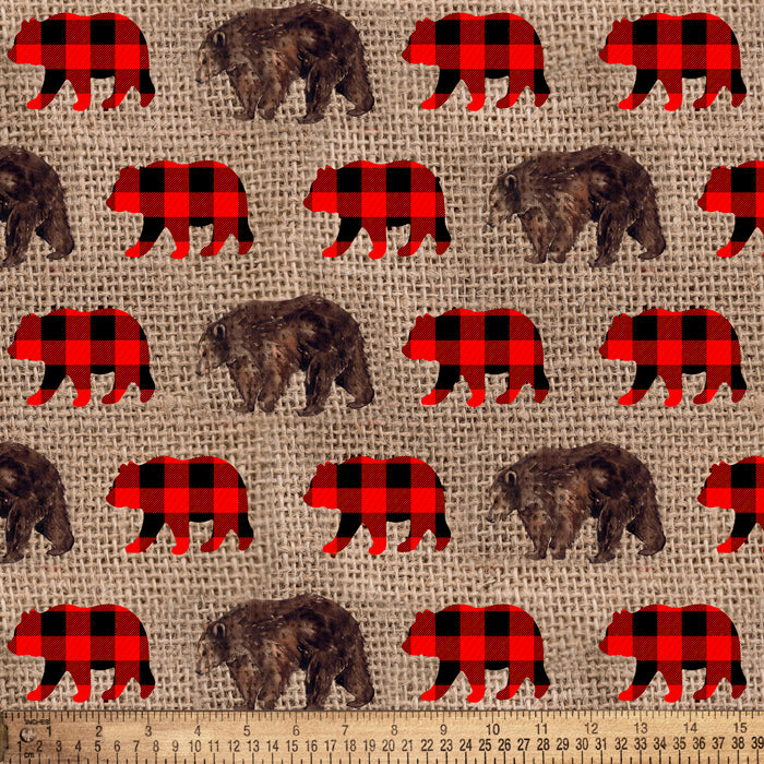 Bears Checkered Cotton Fabric