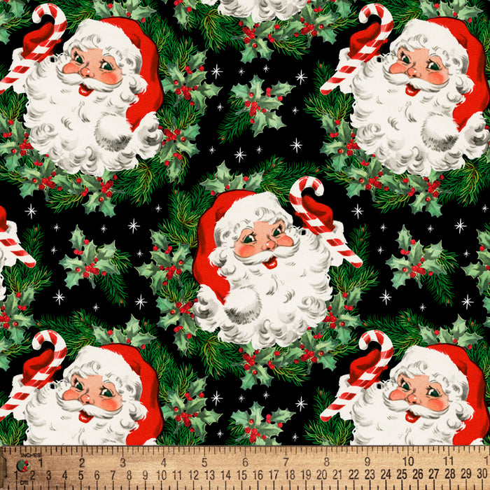 Christmas Santa Claus Wreaths Cotton Fabric