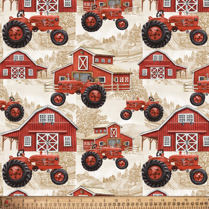 Barns and Tractors Country Cotton Fabric